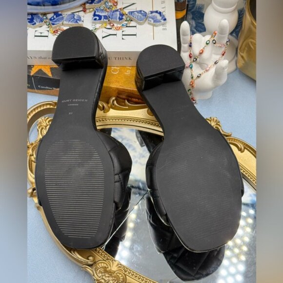 🆕 KURT GEIGER LONDON 🧿 NWOB Black Kensington Quilted Block Heel Sandal, Sz37 7 - Picture 14 of 15